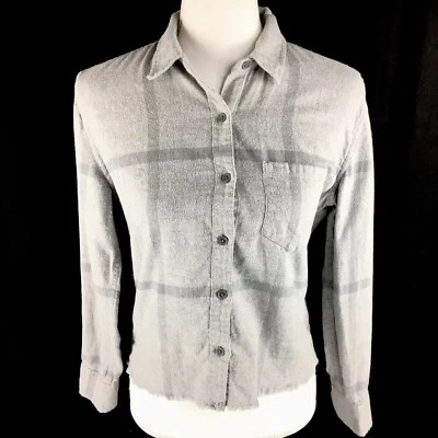 Joe’s Collection Womens Button Front Top Blouse S Small Gray Long Sleeve Plaid - Image 1 of 4