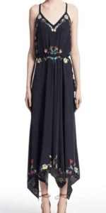 Calypso St. Barth XS Rodru floral Embroidered dress blue 100% Silk maxi - Picture 1 of 11