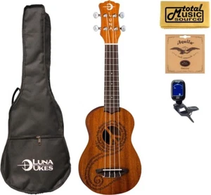 Luna Guitars Maluhia Peace Soprano Ukulele Bundle, UKE MALU S - Picture 1 of 9