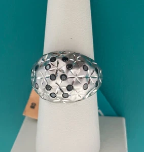 Anello EFFY BH Argento Misura 7,50 Diamante Nero 0,70 Ct Forma Cupola Ovale W.Rodio Nuovo con etichette - Foto 1 di 8