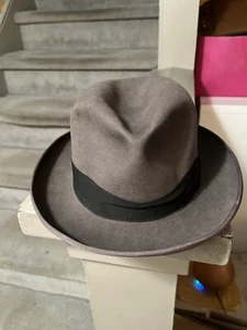 Rovigo Cappello Fedora Vintage Puro Cappello Fedora Grigio Lana Fascia Nastro S/M 22" - Foto 1 di 24