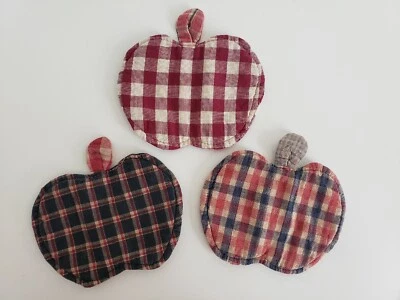 Porta-copos de maçã primitivos artesanais xadrez outono fazenda Cottagecore  - Imagem 1 de 4