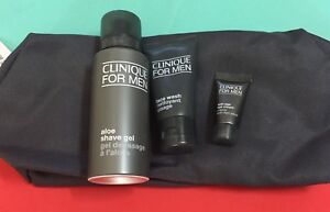 Clinique for men anti age eye cream 7ml, aloe shave gel 41ml wash bag new set 🎁