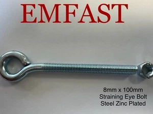 Var Pk Menge M8 x 100 Stahl Spannöse Schraube verzinkt 8mm 100mm Hakenschraube - Bild 1 von 1