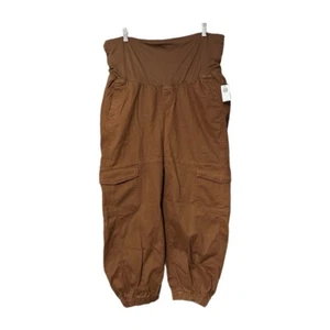 Old Navy Maternity Women Brown Loose Fit Stretch Cargo Jogger Pants Sz Large New - Picture 1 of 8