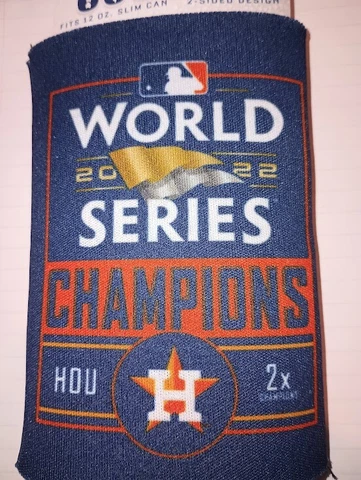 Brand New Houston Astros 2022 World Series Champs 12oz Slim Can Cooler Cover