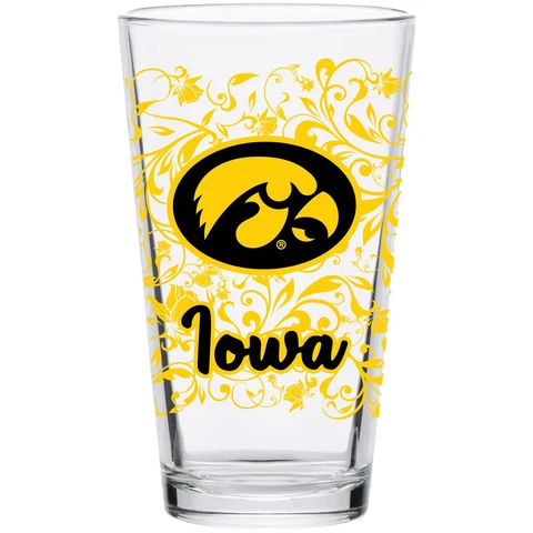 Iowa Hawkeyes 16oz. Floral Pint Glass Cover