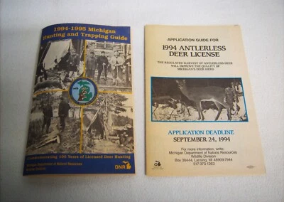 De colección 1994-95 Michigan Guía de Caza y Trampa/Guía de Aplicación Ciervo Sin Anterless Foto 1 de 4
