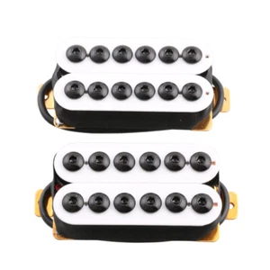 Ceramic Magnet White Guitar Humbucker Pickup Set, Bridge and Neck Invader Style - Picture 1 of 5