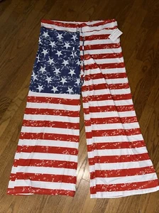 NWT Boutique Pull on Drawstring Waist AMERICAN FLAG USA Pants Size 3XL NEW ❤️261 - Picture 1 of 4