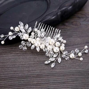 Women Bride Bridal Hair Comb Wedding Party Headwear Pearl Jewelry Accessories - Picture 1 of 8