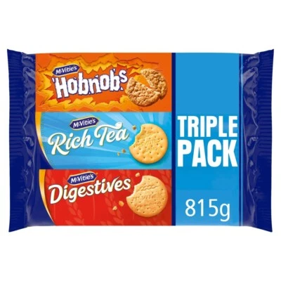 McVitie's Triple Pack Biscuits 815g Rich Tea Digestives Hobnob Quality Biscuits - Image 1 of 4
