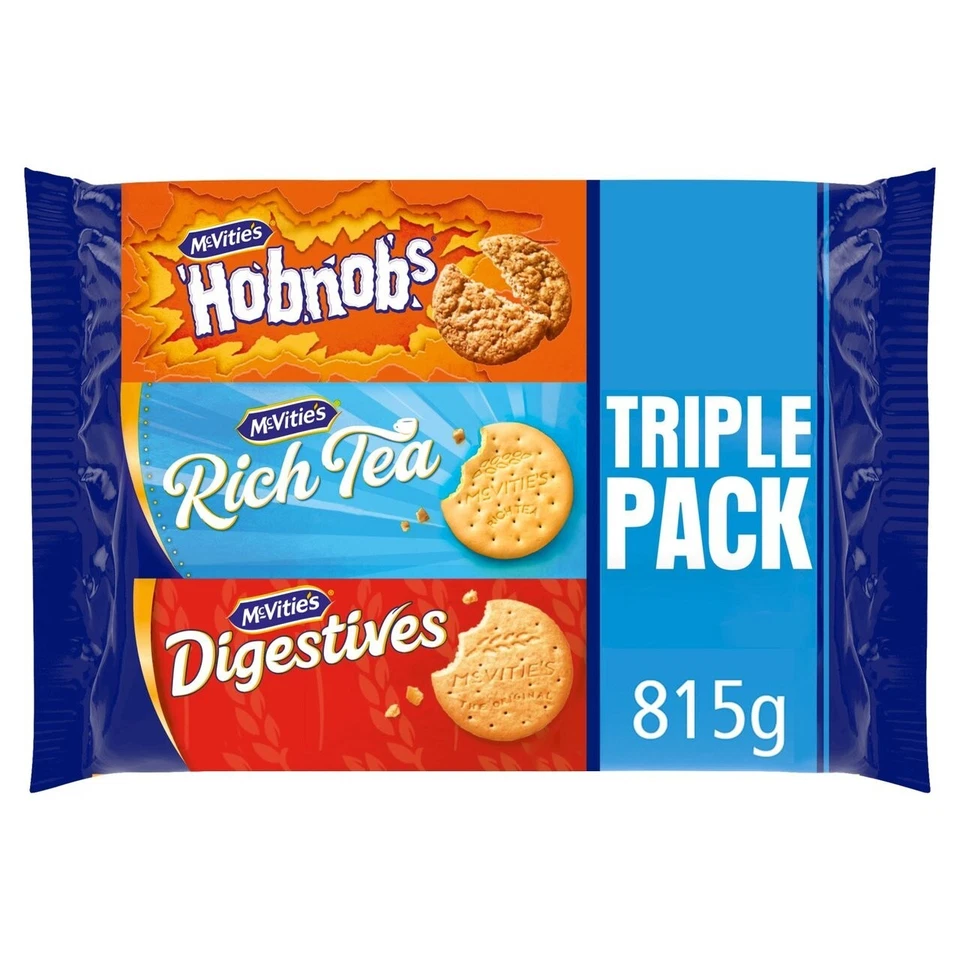 McVitie's Triple Pack Biscuits 815g Rich Tea Digestives Hobnob Quality Biscuits