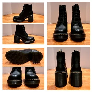 Neu! Dr. Martens Jesy Sendal Leder Schnürabsatz ausgestellter Absatz Plateau Stiefel Damen 7 - Bild 1 von 19