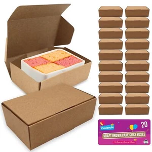 20-100 Brown Kraft Single Cake Slice Boxes Small Individual Wedding Party Favour - Picture 1 of 20