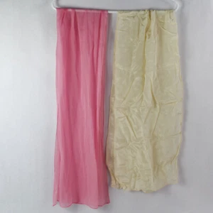 Lot of 2 Women's Scarves Beige Pink Lightweight Fabric for Crafting - Picture 1 of 5