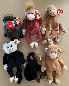 TY 6 Vintage Beanie Babies MONKEY Business!! - Picture 1 of 1
