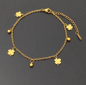 Cadena de bola de margarita colgante tono oro 18K acero inoxidable regalo tobillo 8,5+2" PE13 - Imagen 1 de 3