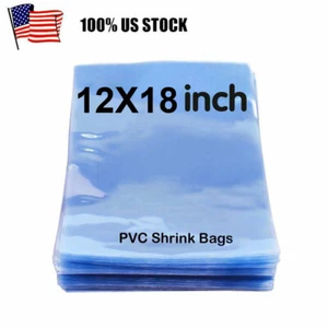 12"x18" klare Schrumpffolienbeutel PVC-Folie Geschenke Flaschen Kerzen Verpackung USA - Bild 1 von 8