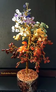 10 ZOLL VERDRAHTETE HANDGEFERTIGTE SIEBEN CHAKRA KRISTALL EDELSTEINE BAUM REIKI ENERGIE HEILUNG SELTEN - Bild 1 von 2