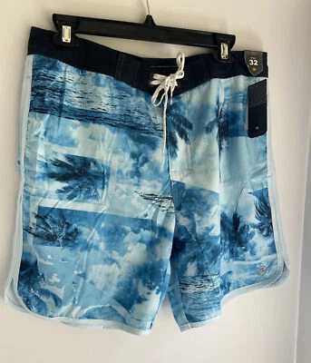 NWT Ocean Current Board Shorts Size 32 Swim Trunks Blue Aloha - Image 1 of 4