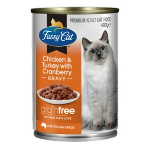 Fussy Cat Adult Grain Free Wet Cat Food Turkey w/ Cranberry 400g x 12 - Picture 1 of 6