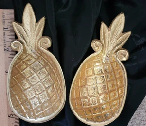 2 x Goldfarbene Ananas Schmuck Schmuck Münzschale 5,25" x 2" x 1" Gewicht -4,8ou - Bild 1 von 6