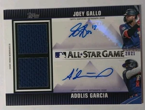 2021 Topps Update Joey Gallo Adolis Garcia Dual Patch Auto ASG #'d /25 Rangers - Picture 1 of 4