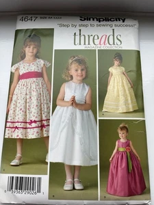 Simplicity 4647 Mädchen Anlass/Brautjungfer Kleid Muster - Größe 3,4,5,6 - ungeschnitten - Bild 1 von 2