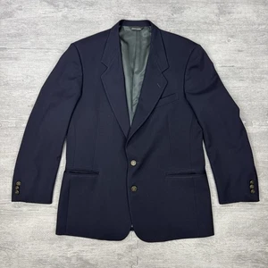 Pierre Cardin 44R Blazer Jacket Navy Blue Vintage Wool 2-Button Single Breasted - Picture 1 of 10