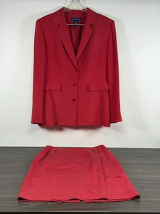 Conjunto de traje rojo falda y blazer Preston & York para mujer talla 14 forrado negocios - usado en excelente estado - Imagen 1 de 24