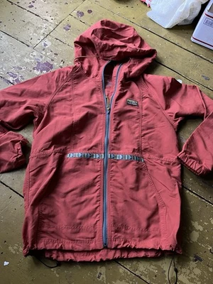 NEW LL Bean Womens MEDIUM Orange Hooded Windbreaker Jacket Retro Anorak aztec - Image 1 of 4