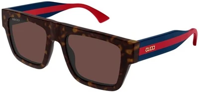 古驰 GG1868S 004 太阳镜男式哈瓦那/蓝色/棕色镜片方形形状 53 毫米 — 第 1/2 张图片