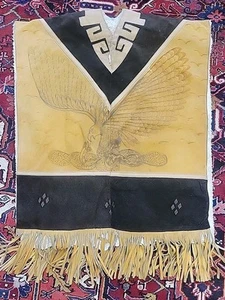 Poncho messicano western cowboy cowgirl scamosciato serape con aquila azteca serpente cactus - Foto 1 di 10