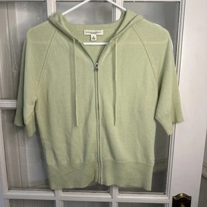 Cashmere Hooded Sweater Banana Republic Lime Green Women's Medium Zip Hoodie - Picture 1 of 9