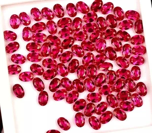 92 Pcs Natural Red Mogok Ruby 47.95 Ct Oval 6.x 4mm Certified Treated Gems 29S - Picture 1 of 9