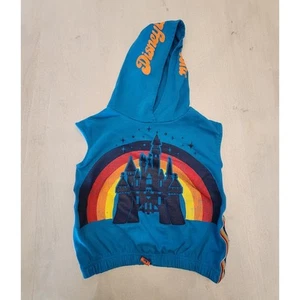 Disney Parks Rainbow Cropped Hooded Top Child SZ Medium - Picture 1 of 8