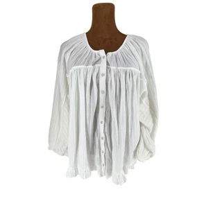 Top boho American Eagle bianco cotone garza donna XS (veste piccolo) nuovo con etichetta floreale - Foto 1 di 11