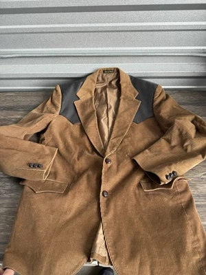 Circle S Western Cowboy Jacket Men 44 L Classic Dallas Texas Two Tone Tan Blazer - Image 1 of 4