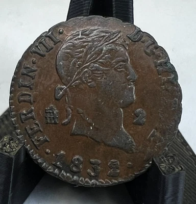 1832 Spain 2 Two Maravedis, KM# 487.2, Ferdinand VII - Image 1 of 2