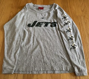 NY Jets Jungen Medium (10/12) Reebok NFL Langarmshirt grau Vintage Helme - Bild 1 von 5