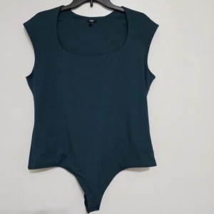 EXPRESS Contour High Compression Scoop Neck Cap Sleeve Bodysuit XL Green - Picture 1 of 14