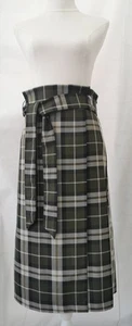 H & M Ladies Skirt Size 16 Green Gold Plaid Check Wrap Deep Waisband Tie Belt - Picture 1 of 21