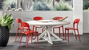 Riley Outdoor Stackable Chair - Moulded Polyresin - Charcoal or Red Colour - Picture 1 of 10