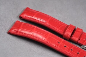 Red Crocodile Leather Handmade Watch Strap Band without pearl - Picture 1 of 4