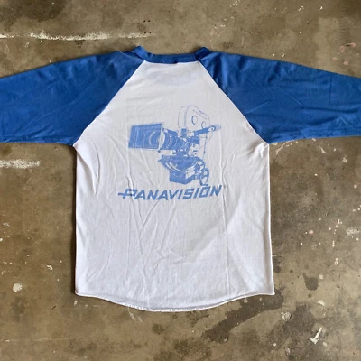 CAMISETA RAGLÁN VINTAGE AÑOS 80 PANAVISION HOLLYWOOD CÁMARAS DE CINE TALLA S 50/50 Foto 1 de 4