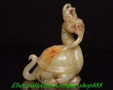 Old China Dynasty Natural Hetian Jade Carve Dragon turtle Tortoise Animal Statue