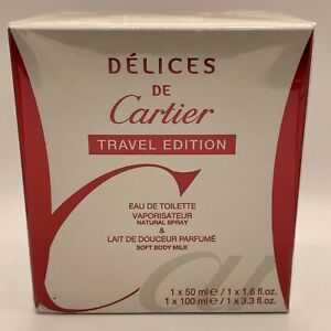 DELICES DE Cartier Travel Edition 1.6 oz EDT Spray + 3.3oz Body Lotion - SEALED