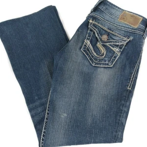 Silver Suki Surplus Women Stretch Distressed Bootcut Blue Jeans Sz 26 (29 waist) - Picture 1 of 9