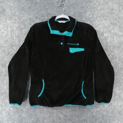 Suéter Free Country Mujer Pull Over Negro Turquesa Snap T Pila Polar Foto 1 de 4